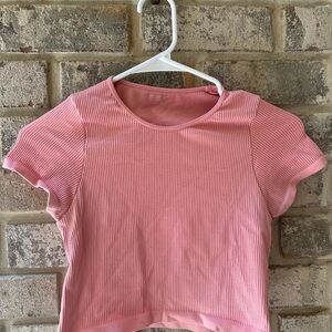 Urban Outfitters Pink Crop Fitted T-Shirt
